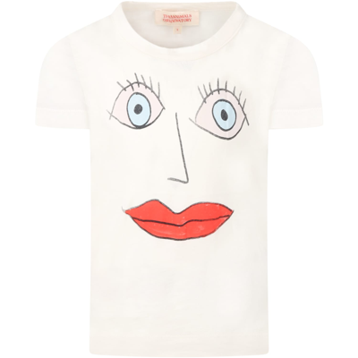 Shop The Animals Observatory Ivory T-shirt For Girl With Face