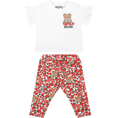 Shop Moschino White Set For Baby Girl With Teddy Bears