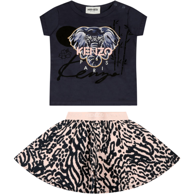 Shop Kenzo Multicolor Set For Baby Girl With Elephant