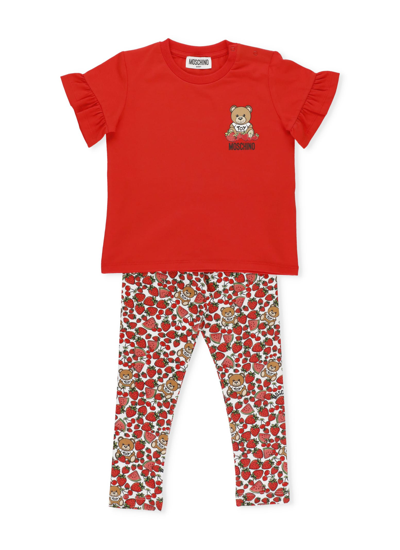 Shop Moschino T-shirt And Leggings Set In Poppy Red
