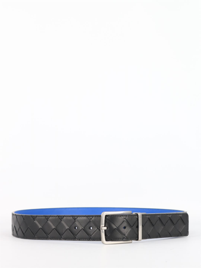Shop Bottega Veneta Intrecciato Belt Bi-color In Black