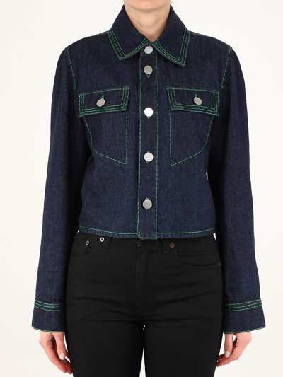 Shop Bottega Veneta Blue Denim Shirt