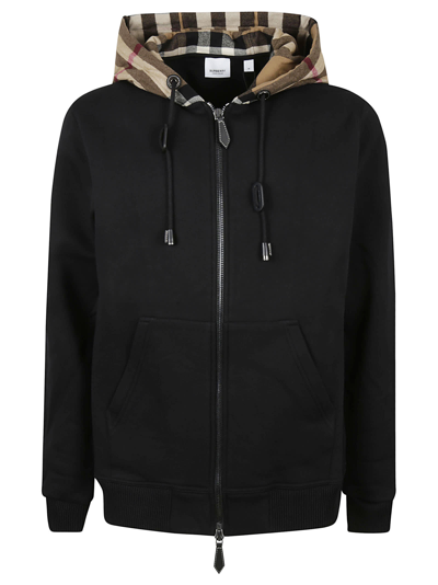 Shop Burberry Zipped Hoodie In Black