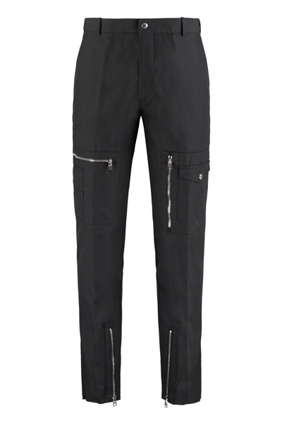 Shop Alexander Mcqueen Multi-pocket Cotton Trousers In Black