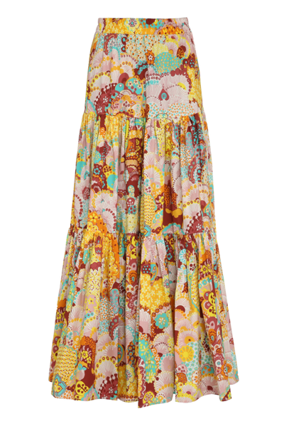 Shop La Doublej Big Printed Cotton Skirt In Multicolor