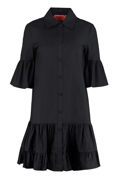Shop La Doublej Choux Cotton Shirtdress In Black