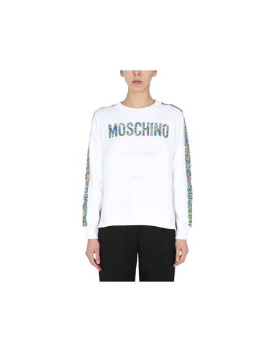 Shop Moschino Sweatshirt With Inside Out Print In White