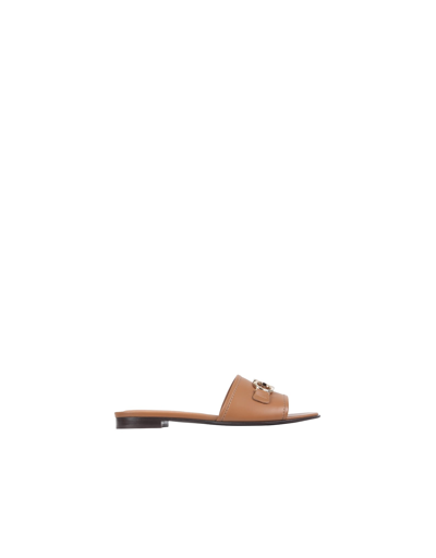 Shop Ferragamo Salvatore  Gancini Slide Sandals In Brown