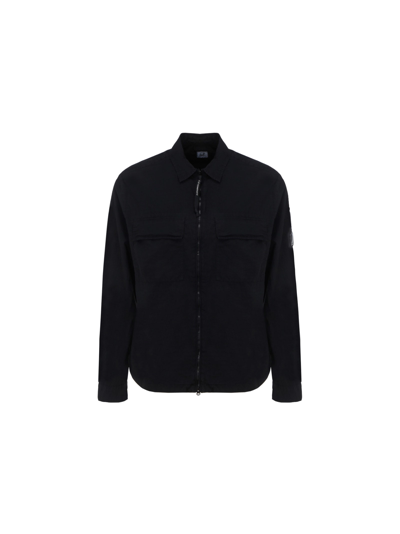 Shop C.p. Company Taylon L Zipped Shirt In Black