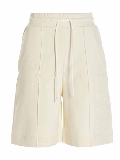 Msgm Logo Embossed Track Shorts In White