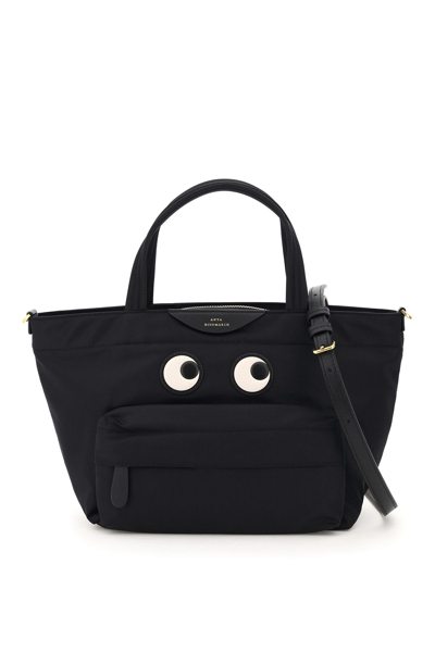 Shop Anya Hindmarch Econyl Eyes East/west Mini Tote Bag In Black (black)