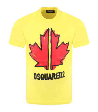 Shop Dsquared2 T-shirt With Print In Yellow