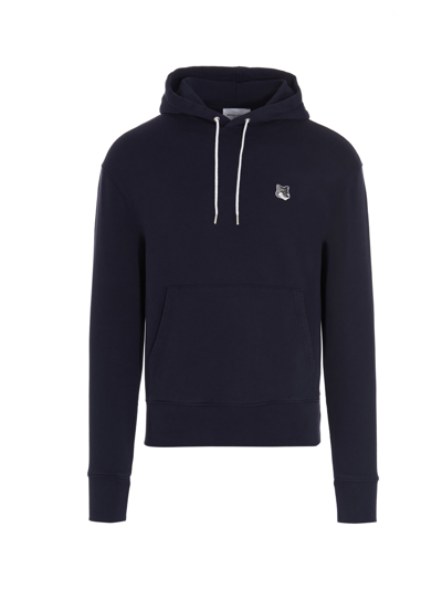 Shop Maison Kitsuné Grey Fox Hoodie In Blue