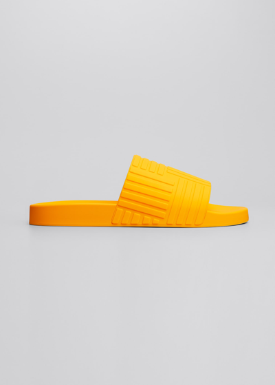 Shop Bottega Veneta Men's The Slider Sandals In Orange