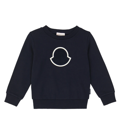 Shop Moncler Logo Cotton Sweater In Blu