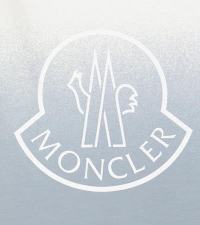 Shop Moncler Baby Logo Cotton Blend T-shirt In Light Blue