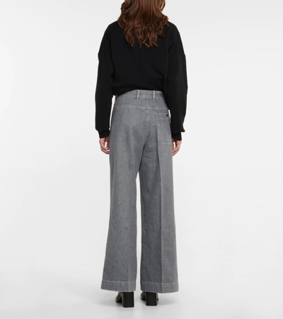 Shop Lemaire High-rise Flared Jeans In 953 Denim Stone Grey