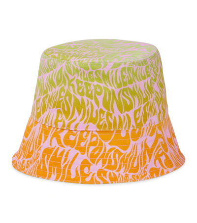 Shop Stella Mccartney Printed Cotton Bucket Hat In Pink/orange