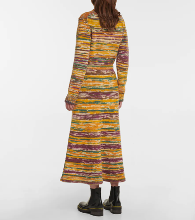 Shop Gabriela Hearst Sana Striped Cashmere Midi Skirt In Petrol Multi