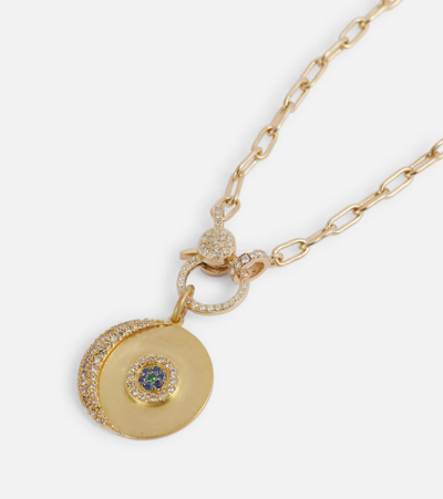 Shop Ileana Makri Lunar Eclipse 18kt And 14kt Gold Chain Necklace With Diamonds, Sapphires And Tsavorite In Yellow Gold