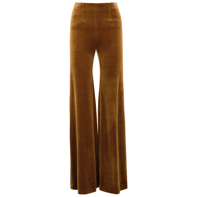 Shop Galvan Winter Sun Brown Velvet Trousers In Gold