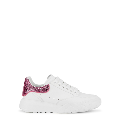 Shop Alexander Mcqueen Court White Leather Sneakers