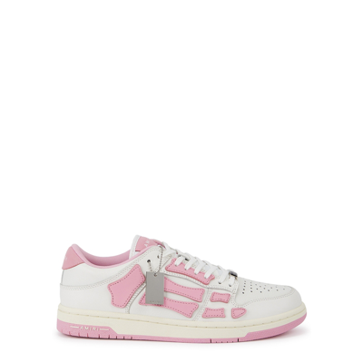 Shop Amiri Skel White And Pink Leather Sneakers