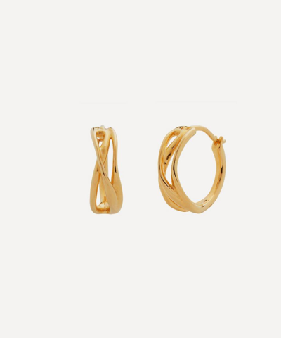 Shop Monica Vinader 18ct Gold Plated Vermeil Silver Nura Reef Crossover Huggie Hoop Earrings