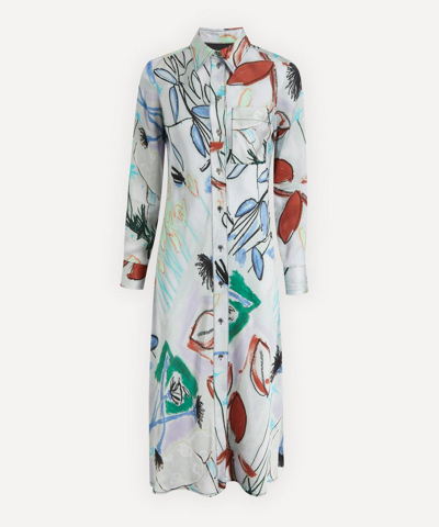 Shop Paul Smith Forest Sketches Shirt Dress In Blue