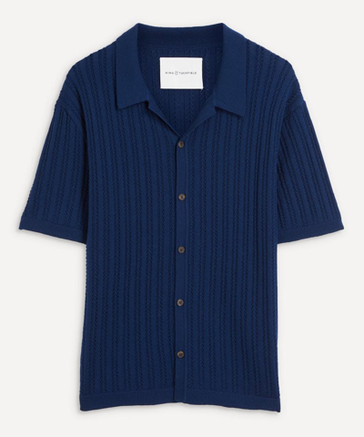Shop King & Tuckfield Camp Collar Knitted Shirt In Navy