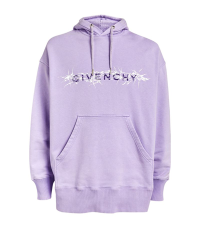 Shop Givenchy Barbed Wire Logo Hoodie In Purple