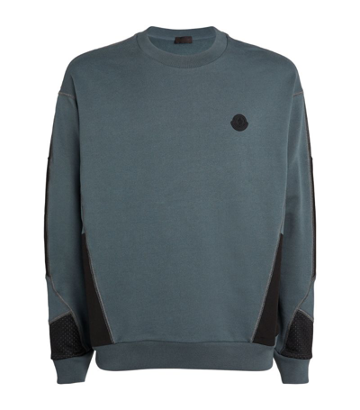 Shop Moncler Mesh-insert Sweatshirt In Blue