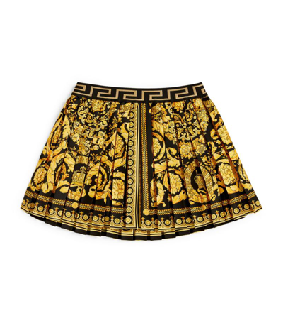 Shop Young Versace Versace Kids Baroque Print Pleated Skirt (4-14 Years) In Gold