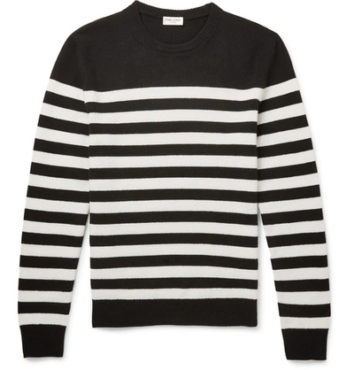 Shop Saint Laurent Striped Cashmere Sweater 