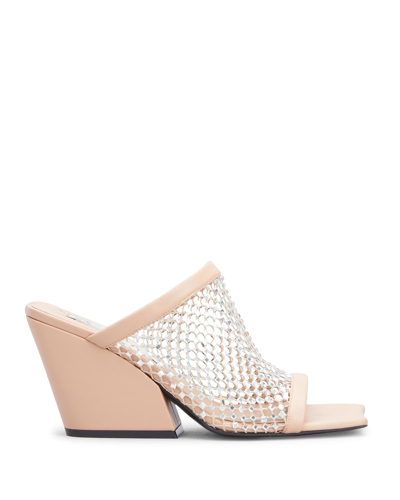 Shop Stella Mccartney Crystal Mesh Slide Sandals In 6840 - Powder
