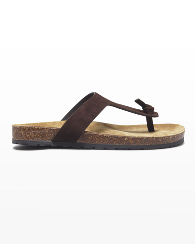 Shop Saint Laurent Jimmy Suede Thong Sandals In Suede Chocolate