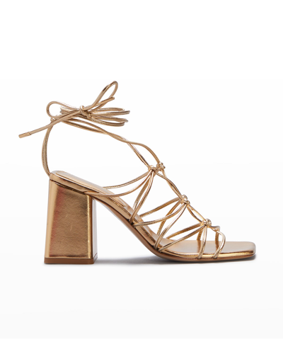 Shop Gianvito Rossi Minas Metallic Ankle-wrap Sandals In Mekong