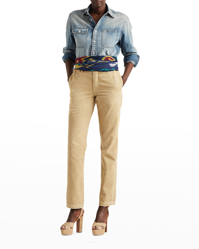 Shop Ralph Lauren Tamia Button-down Chambray Shirt In Blue