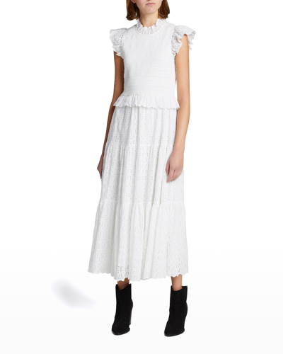 Shop Sea Ingrid Smocked Midi Dress In White
