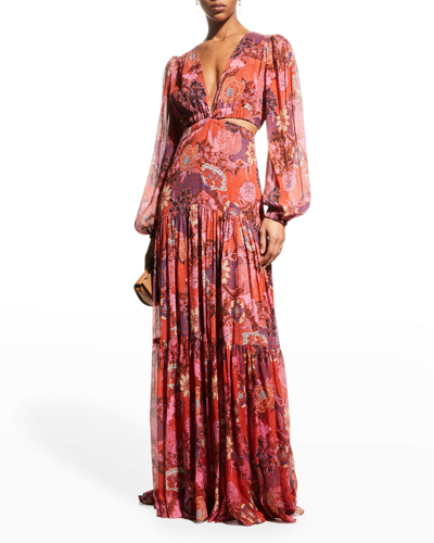 Shop A.l.c Isabelle Cutout Maxi Dress In Pinkrusset Multi