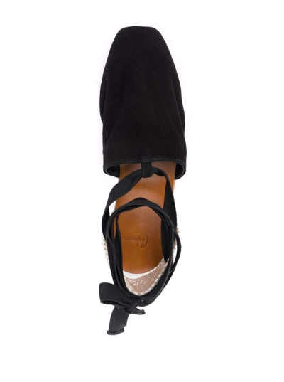 Shop Castaã±er Black Leather Espadrilles