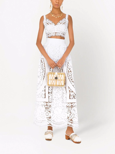 Shop Dolce & Gabbana Embroidered Maxi Skirt In White