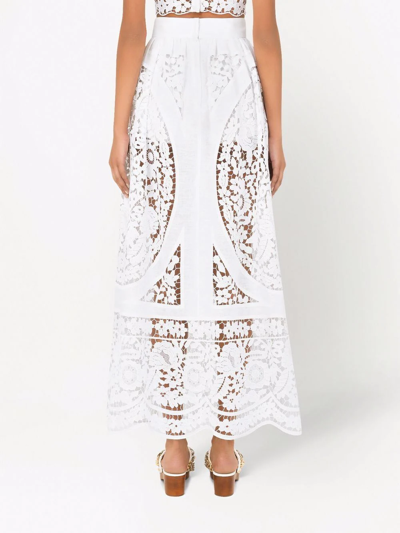 Shop Dolce & Gabbana Embroidered Maxi Skirt In White