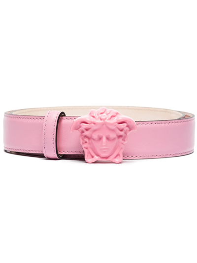Shop Versace La Medusa Leather Belt In Pink