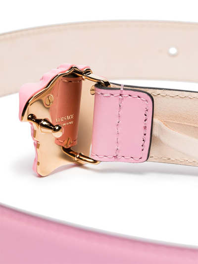 Shop Versace La Medusa Leather Belt In Pink