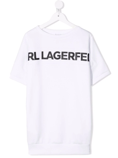 Shop Karl Lagerfeld Logo-print T-shirt Dress In White