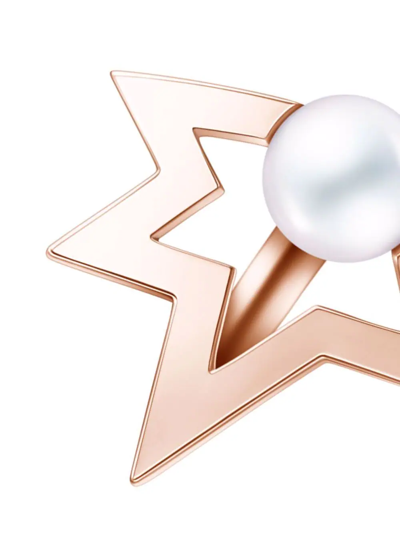 Shop Tasaki 18kt Rose Gold Collection Line Comet Plus Pearl Ear Cuff In Pink