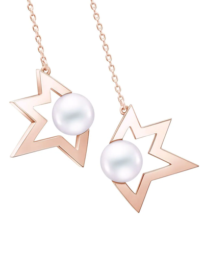 Tasaki 18kt Rose Gold Collection Line Comet Plus Pearl Drop Earrings In Pink