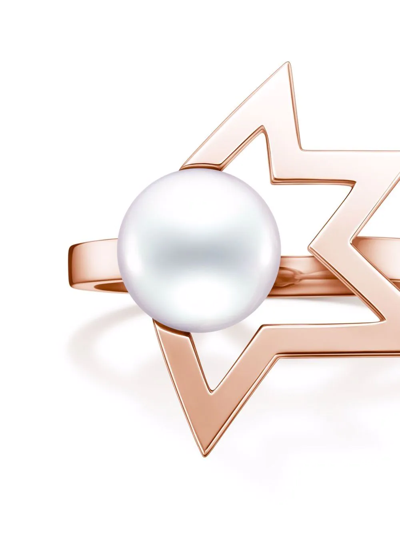 Shop Tasaki 18kt Rose Gold Collection Line Comet Plus Pearl Ring In Pink