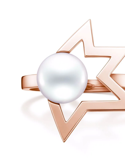 Tasaki 18kt Rose Gold Collection Line Comet Plus Pearl Ring In Pink